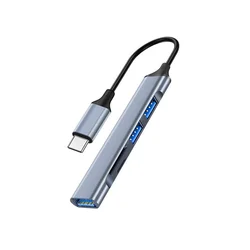 Aluminum USB - C Hub with SD/TF Card Reader & USB - A Ports (Type c Grey)