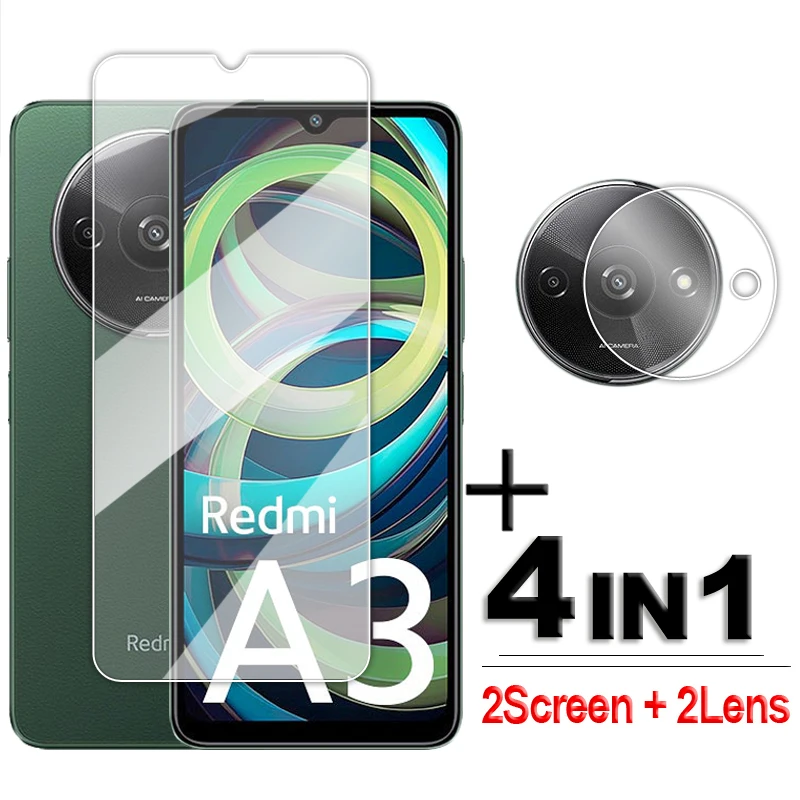 For Xiaomi Redmi A3 Glass Full Glue Clear Screen Protector For Redmi A1 A2 Plus A1 A2 A3 Tempered Glass For Redmi A3 Lens Film 3pcs anti burst tempered film glass for xiaomi mi a3 lite a2 6x a1 5x screen protector