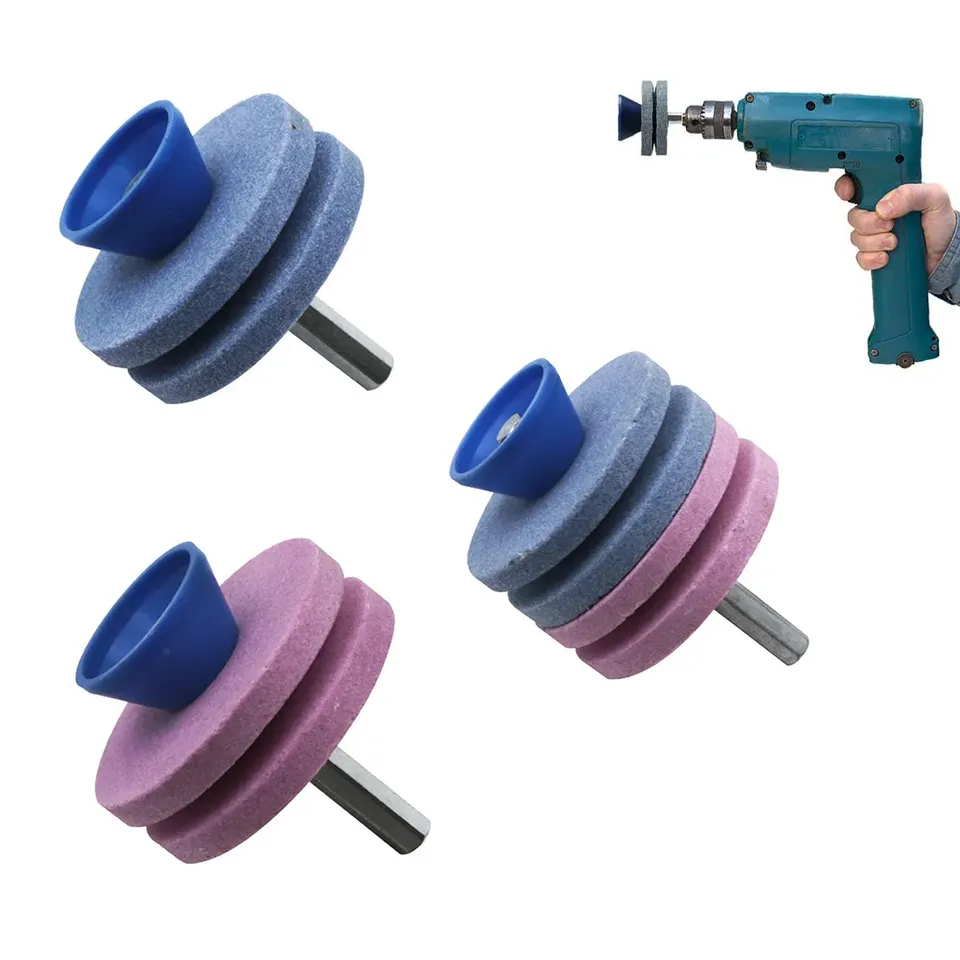 Lawn Mower Sharpener Four-layer Whetstone Lawnmower Blade Sharpener Grinding Universal Grinding Drill Tool Garden tools