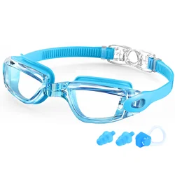 Premium Anti-Fog Waterproof Swimming Goggles with 100% UV Protection (Light Blue)