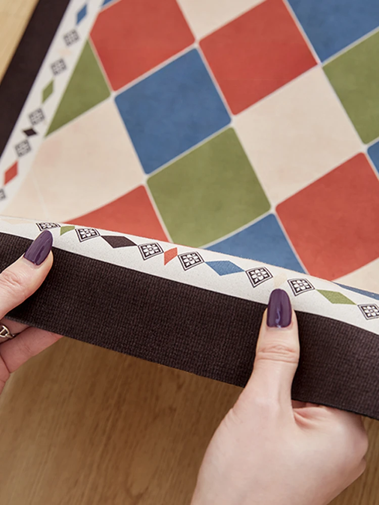 Artistic Kitchen Carpet Retro Luxurious Decoration Non-slip Carpets Restaurant Absorbent Rug PVC Wear-resistant Breathable Rugs 5
