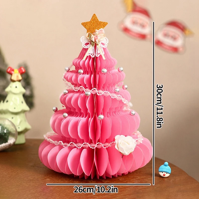 Elegant Honeycomb Christmas Tree Ornament - Festive Desk Accessory and Holiday Decoration