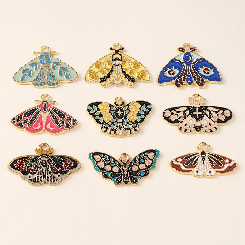 20 Stück niedliche bunte Emaille-Anhänger mit fliegendem Schmetterling für Schmuckherstellung, Halsketten, Ohrringe, Armbänder, DIY-Bastelbedarf