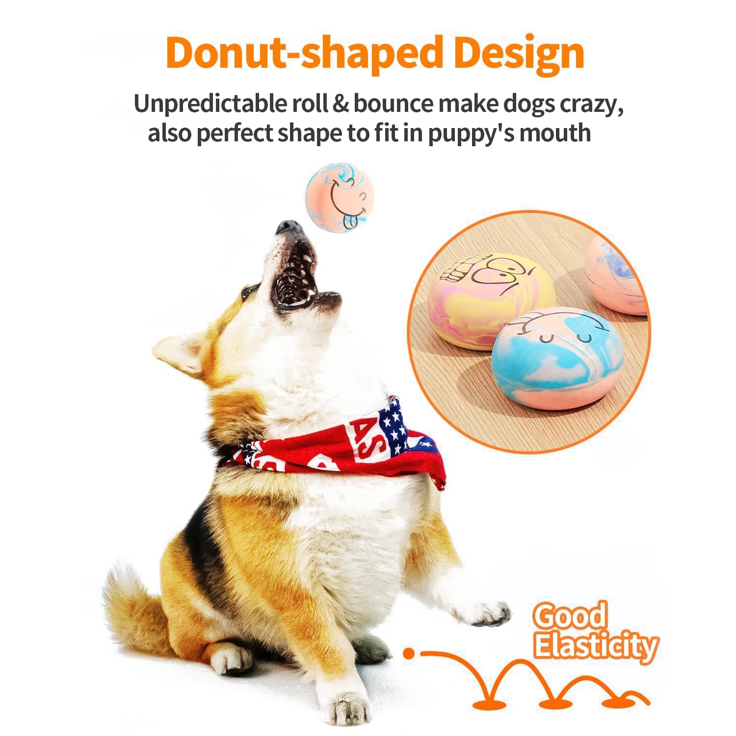 SCGK 6PCS Dog Toys Squeaker Latex Bouncy Ball Squeaky Rubber Dog Toy for Dog Small Dogs Interactive Pet Supplies Dog Accessories 3