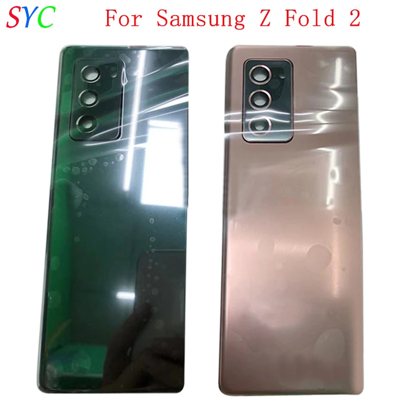 Rear Door Battery Cover Housing Case For Samsung Z Fold 2 5G F916 Back Cover with Camera Lens Logo Repair Parts
