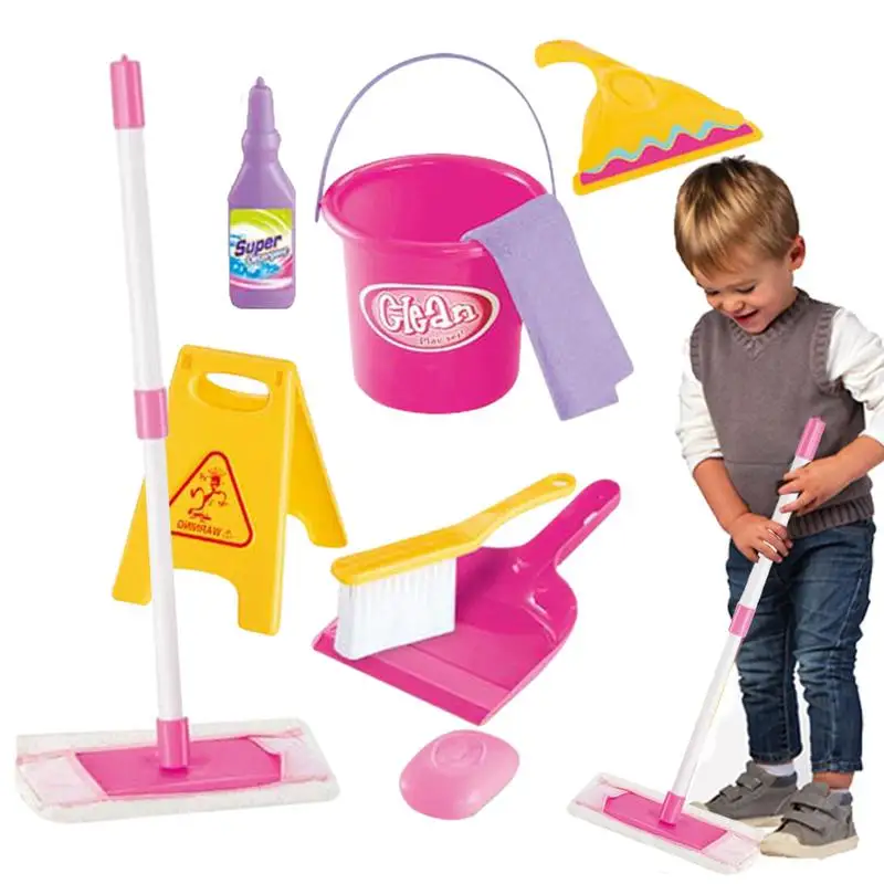 Mini Simulation Cleaning Pretend Play Kids Toys Broom for Children Cleaning Brushes Mop Set Kindergarten Game Toys
