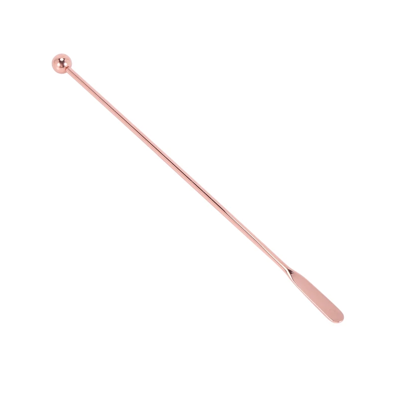 5Pcs Stainless Steel Stirrer Beverage Stirrers Stir Cocktail Swizzle Stick-Rose Gold-Straight Bar,19Cm