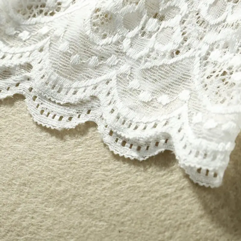 Women Floral Lace Layering Faux Top Mini Skirt Pleated A-Line Flare Fake Hem Shirt Extender Half-Length Underskirt