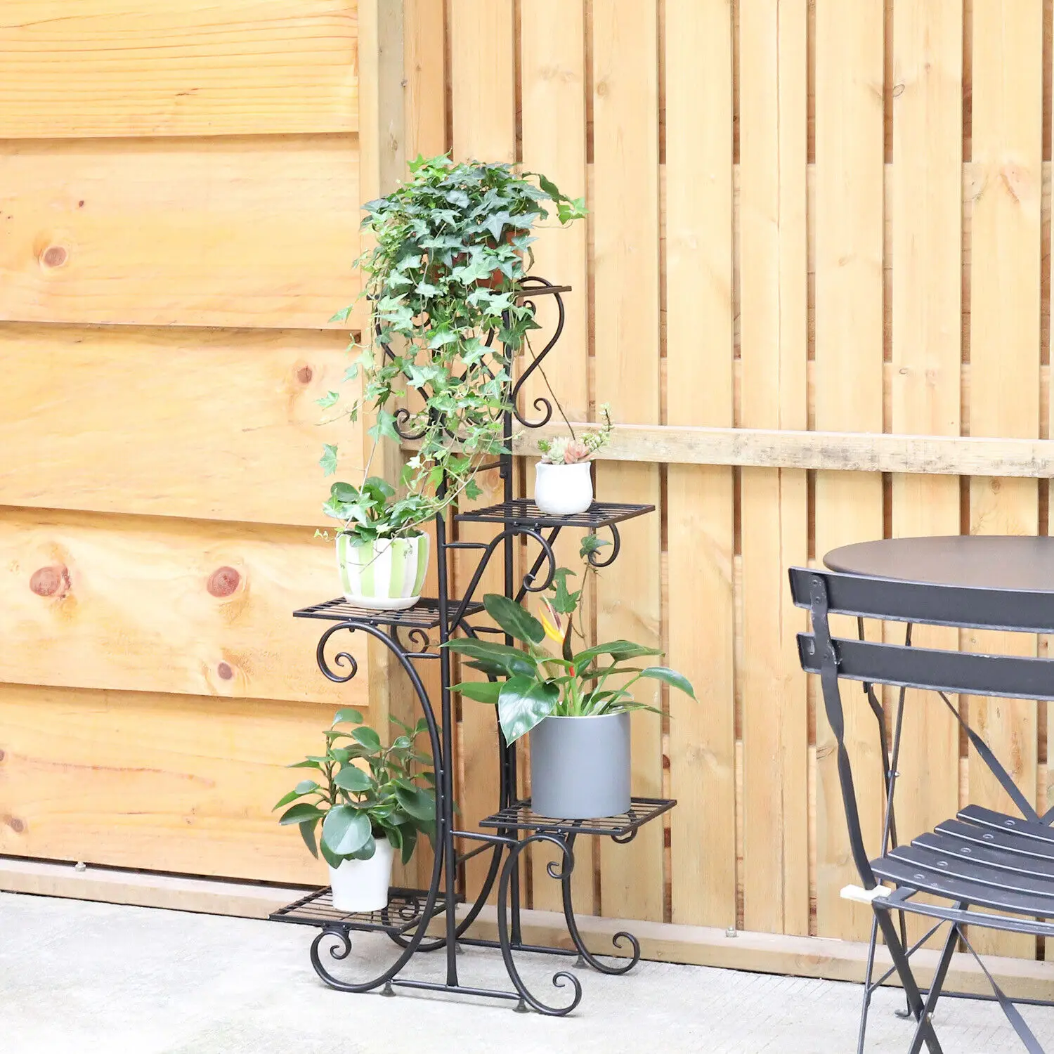 5 Tier Metal Plant Stand Shelf Anti Rust Iron Garden Flower Pot Holder Rack Indoor Outdoor