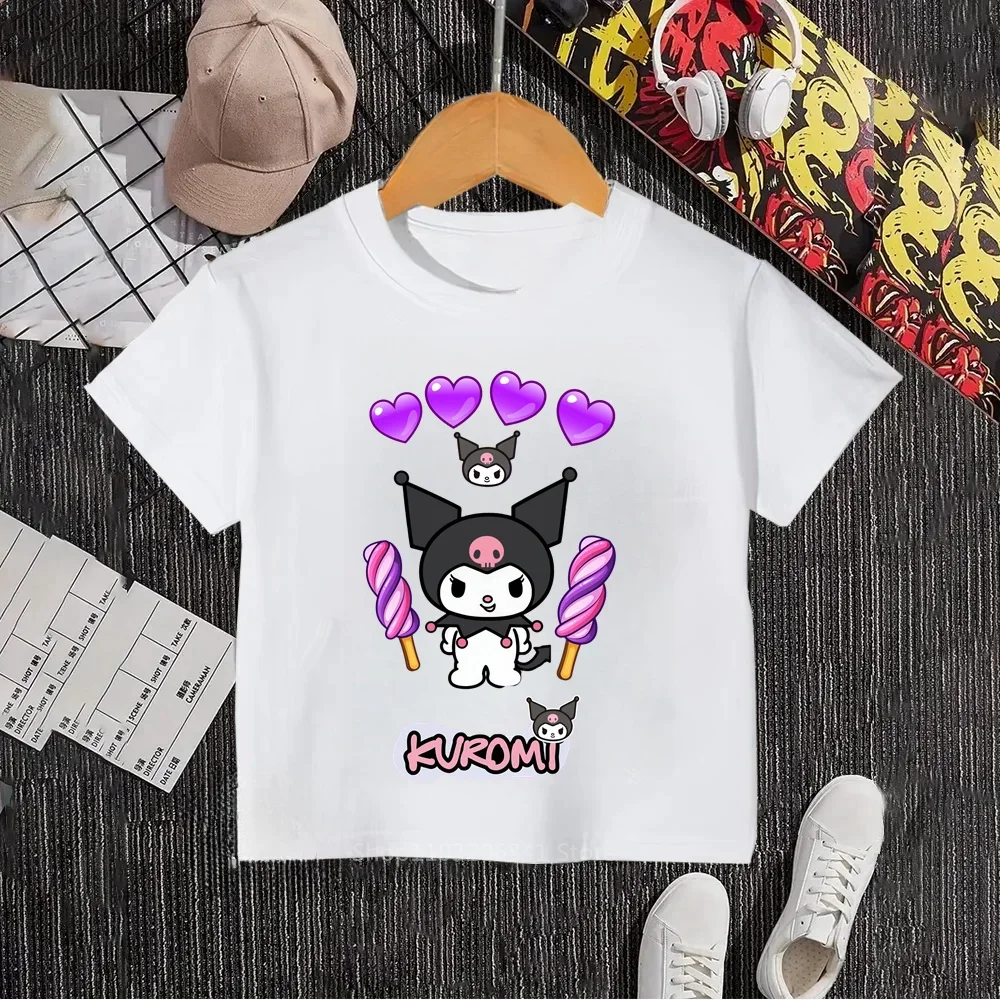 My Melody's Kuromi Cuties Summer O-neck Soft T-shirts for Boys and Girls Korean-inspired Hip-Hop Styles for Your Trendy Child 2