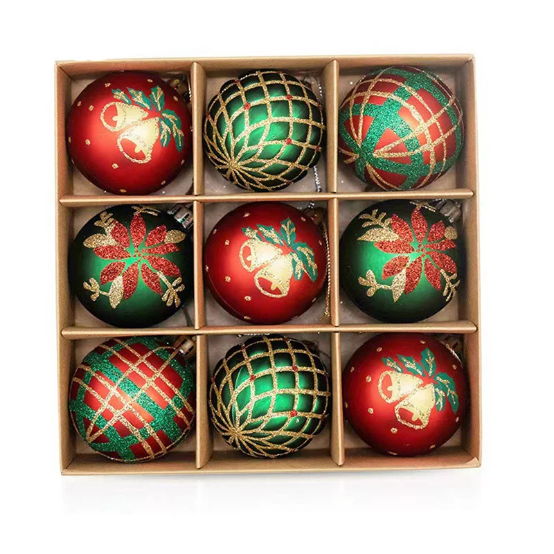thumbnail image 1 of 9 piezas/caja de bolas de Navidad de 6 cm, adornos colgantes para árbol de Navidad, decoraciones navideñas para el hogar, regalo de Año Nuevo 2024, 1 of 5