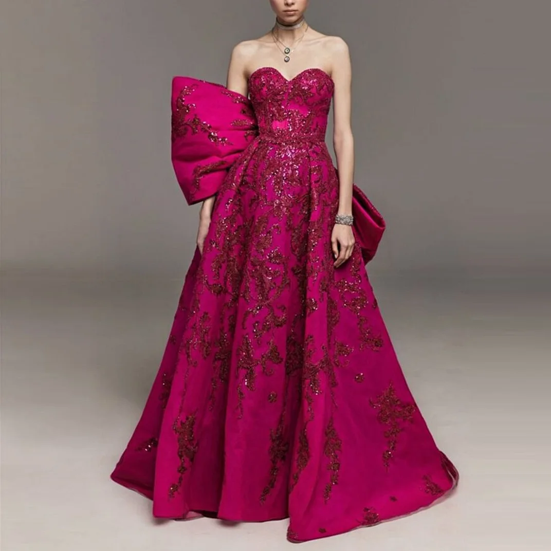 

Fuchsia Luxury Beaded Cocktaik Dress Crystals African Mini Length Prom Dress Strapless Birthday Party Gowns Robes De Soiree