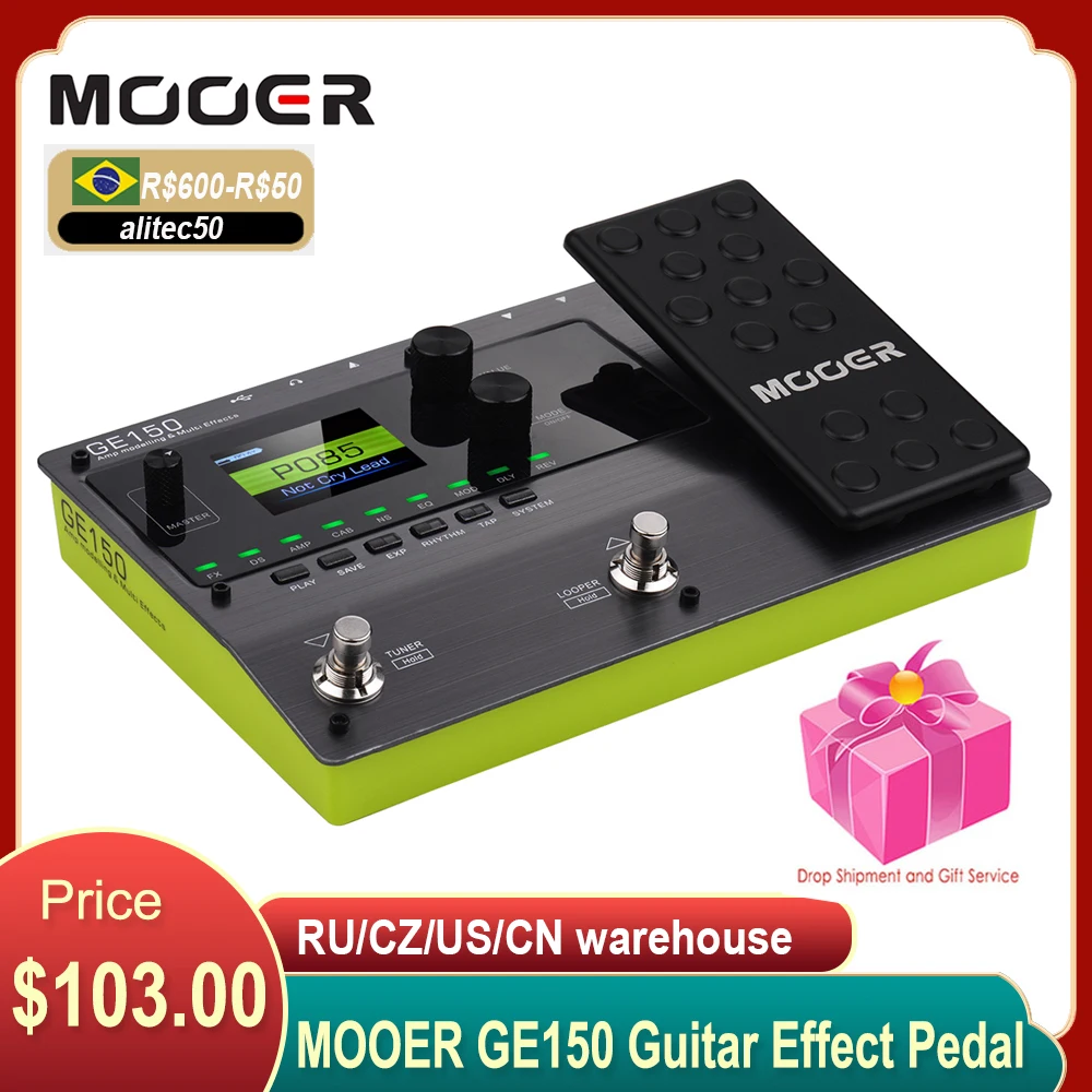 Mooer Ge150 Guitar Looper Pedal Multi Effect Pedals 55 Amplifier Models