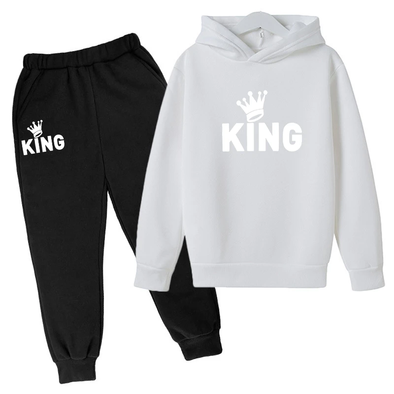 King Letter Printed Children's Clothing Girls Clothes 2 to 8 Years Tops Loungewear Clothes Child Boy Casual Baby Outfit Set Sets