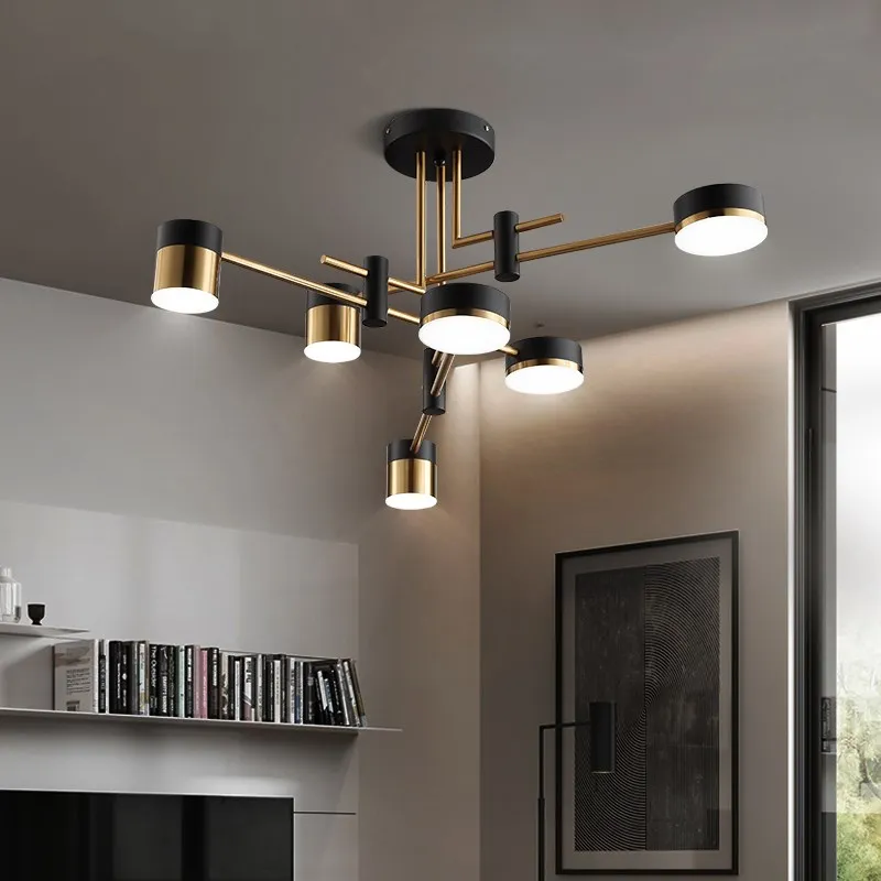 LED Chandelier Nordic Ceiling 3 Color Dimmable Living Room Office Kitchen Lighting Gold Black