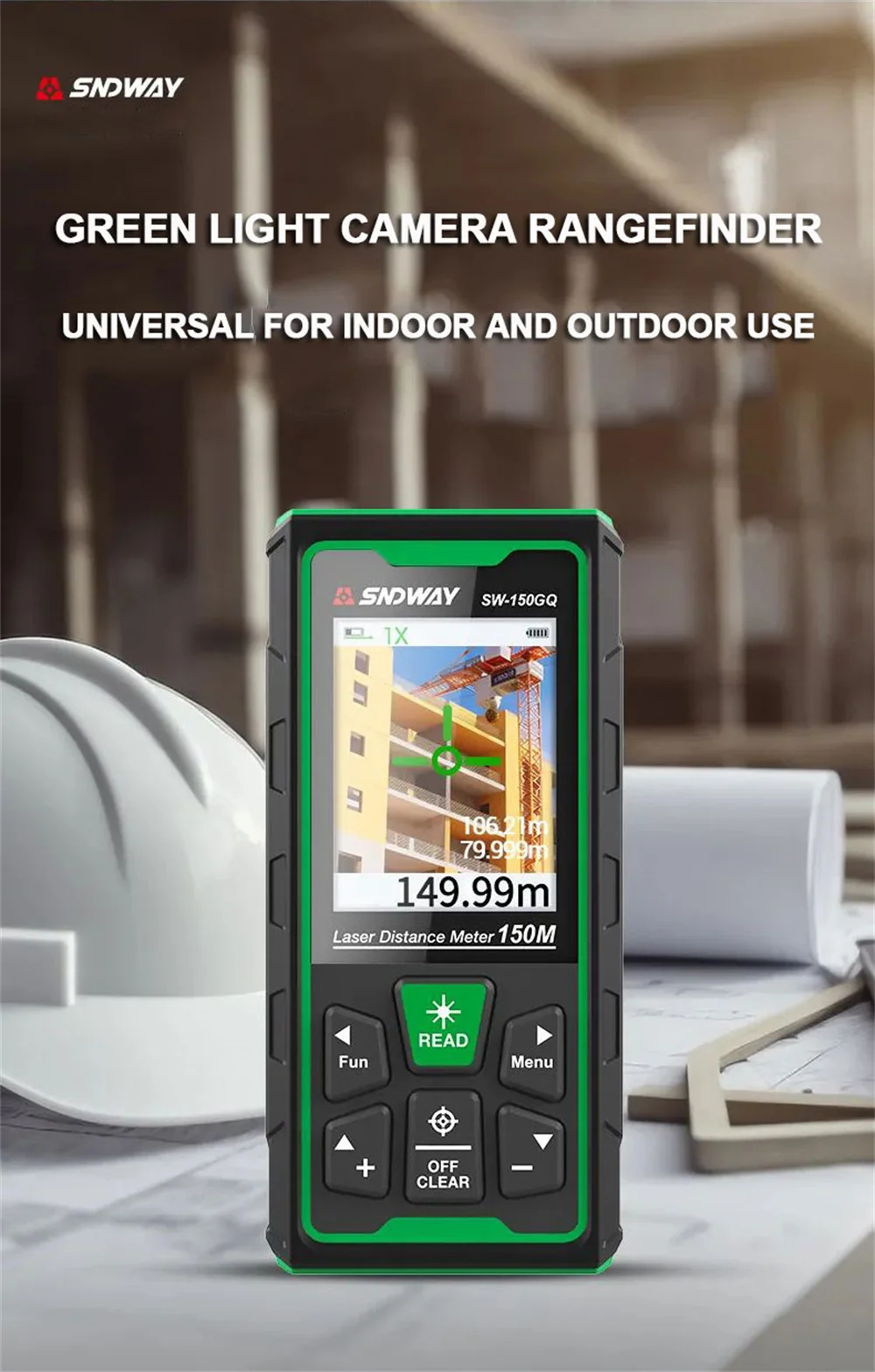 SNDWAY Digital Rangefinder Bluetooth Laser Distance Meter 4X Zoom Green Laser Ta
