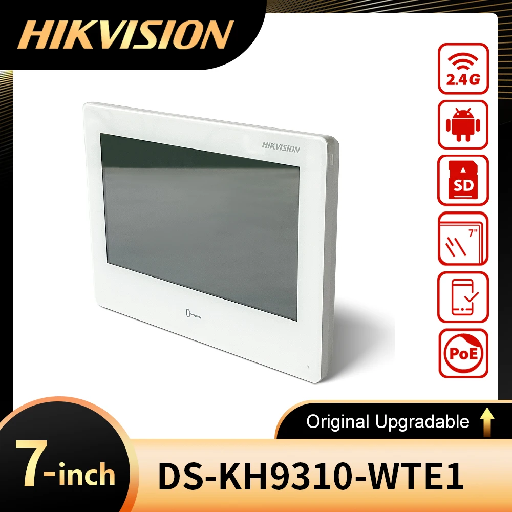 Hikvision DS-KH9310-WTE1(B) Video Intercom Network Indoor Station Built-in Android System 7-inch colorful touch screen