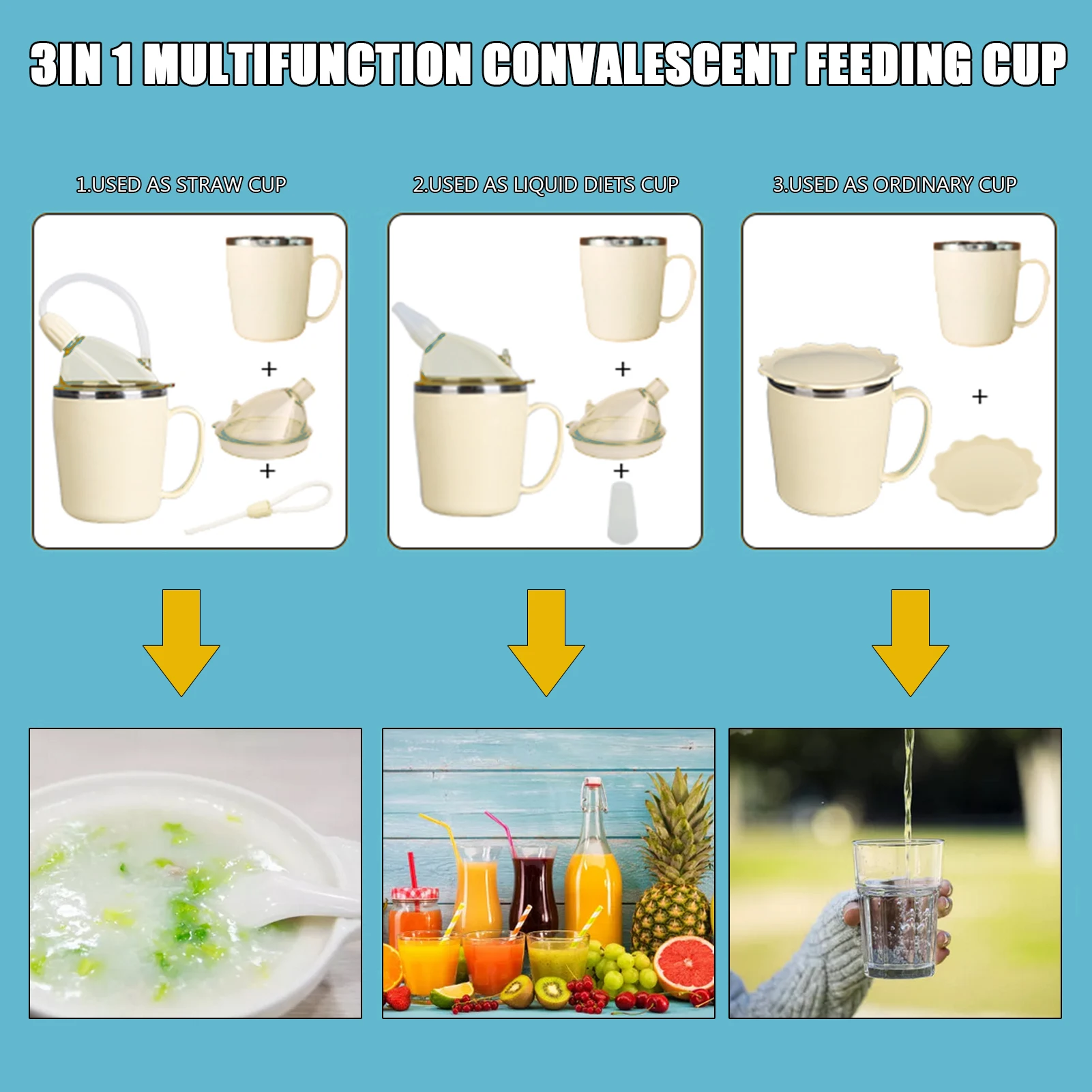 Adults Spill Proof Cups, Convalescent Feeding Cup Eat Porridge For