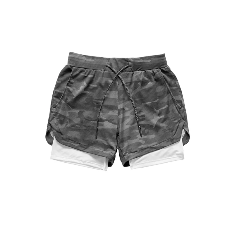 2024 New Men's Sports Shorts 2-In-1 Camouflage Fitness Jogging Casual Pants High Elasticity Breathable Quick Drying Pants