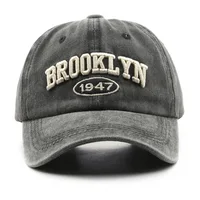 Retro brooklyn Letter Embroidery Baseball Caps Spring Summer Men Women Cotton Adjustable Casual Hat Hip Hop Streetwear Sun Hats 2