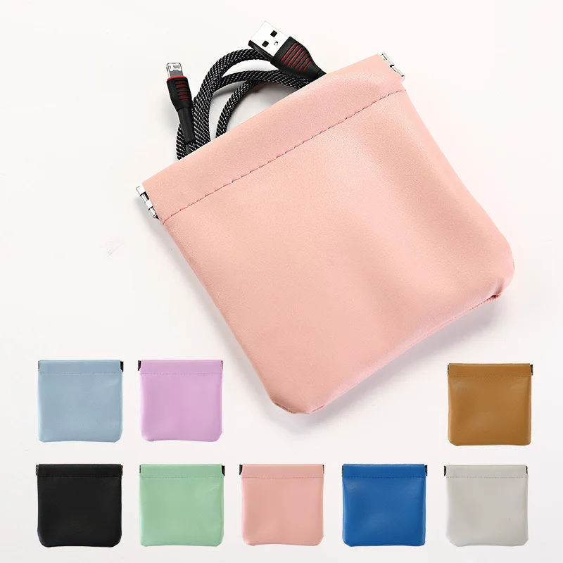 Coin Purse Shrapnel Storage Bag Automatic Drawstring Pocket Lipstick Makeup Sanitary Napkin Small Digital Earphone Data