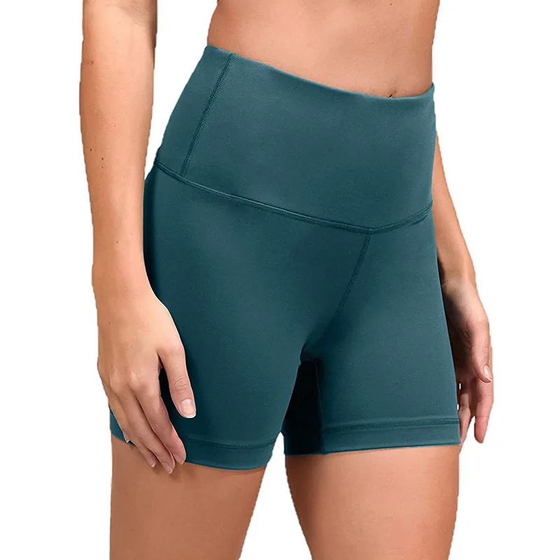 

Solid color basic yoga shorts stretch tight fitness running pants