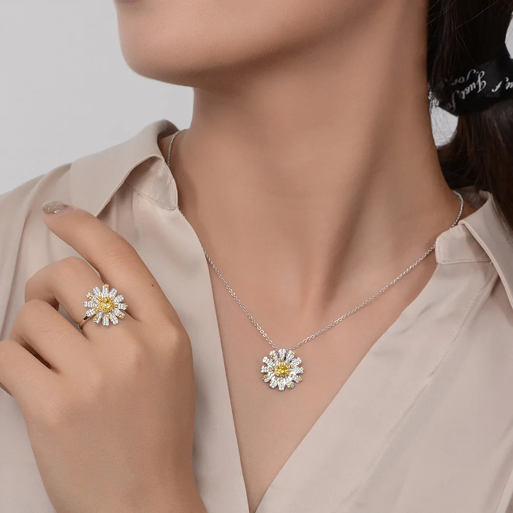 2021 new s925 sterling silver necklace jewelry female fashion trend flower small daisy pendant