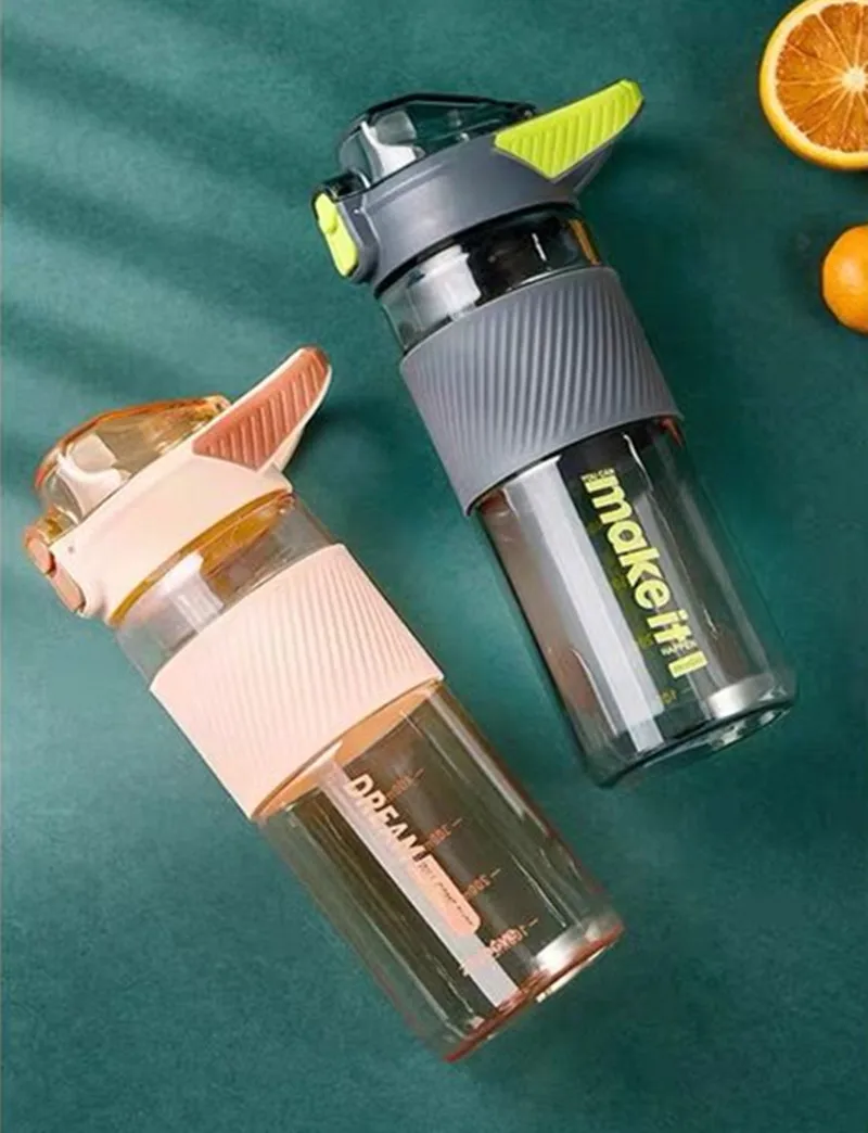 Sports Water Bottle 800ML With Straw Anti-Hot Silicone Sleeve Leak-Proof Durable Gym Fitness Outdoor Drinking