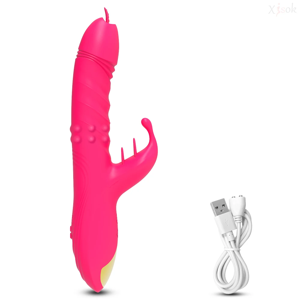 per Vibratore a Spinta per Donne con Stimolatore del Clitoride Leccabile Dildo Telescopico Rotante Potente G_voghion.com