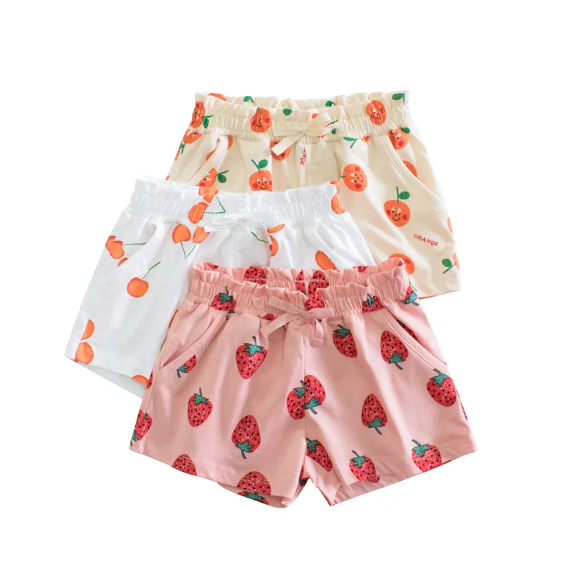 2025 Summer Cotton Shorts For Girls Korean Version Printed 2-8 Years Children Girls Casual Shorts Kids Toddler Baby Girl Clothes