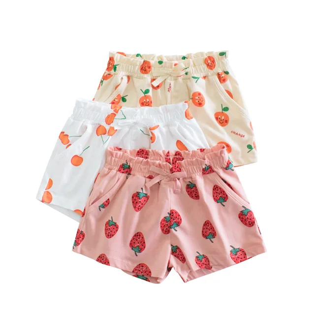 2025 Summer Cotton Shorts For Girls Korean Version Printed 2-8 Years Children Girls Casual Shorts Kids Toddler Baby Girl Clothes 1