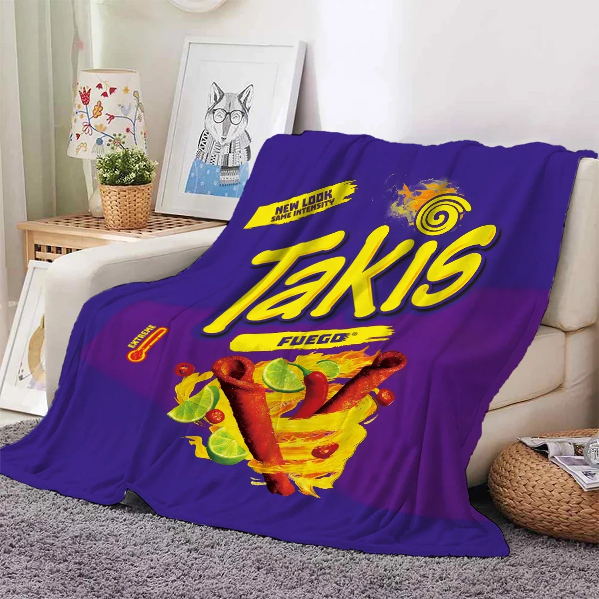 1pc American Takis, Monster truck digital printing warm skin-friendly thickened flannel blanket for office, home, travel 3