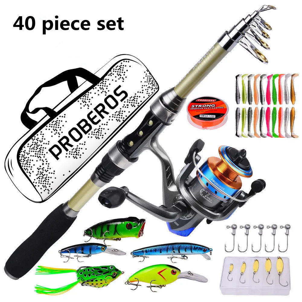 Fishing Pole Set 40 piece set of sea rods remote flying rods soft baits Lei Wa fishing hooks fishing lines outdoor supplies fishing pole set,fishing bait,fishing rod