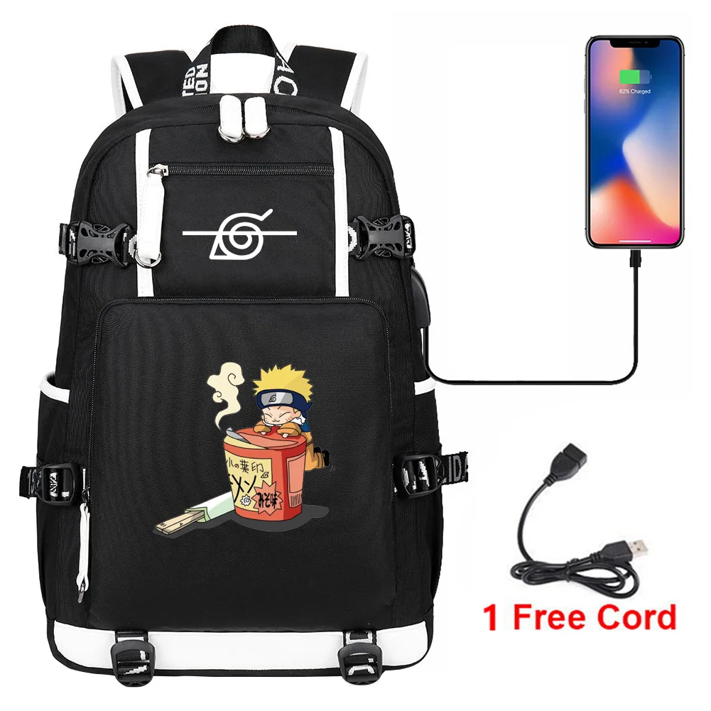 Рюкзак Какаси с USB-портом для зарядки школьный ранец Шаринган мальчиков и девочек