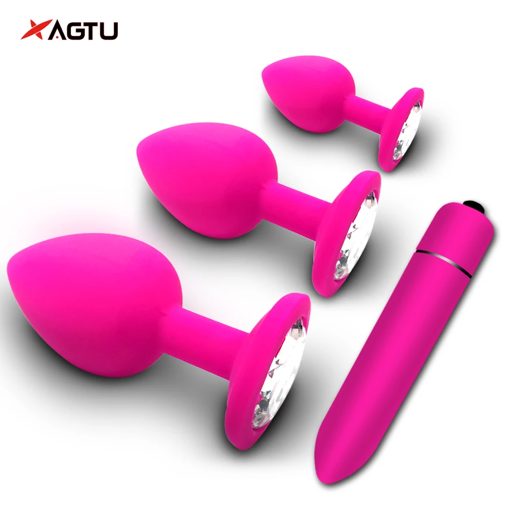 Anal Plug S/M/L Anal Plug Butt Vibrator Women/Men Soft Silicone Round Shaped Erotic Bullet Gay Sex Toys for Adults