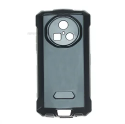 Enhanced Silicone Phone Case with Back Finger Ring and Bracket for Doogee Fire 7 (Black TPU Case)