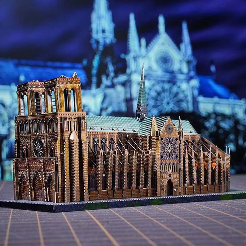 Colorful Notre Dame de Paris 3D metal puzzle model jigsaw puzzle difficult handmade ornaments diy 3