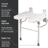 Foldable Shower Chair Bench Wall Mount Space Saving Seat 16x16 Inches White Adjustable Legs FSA HSA Eligible Aluminum 250lb 3