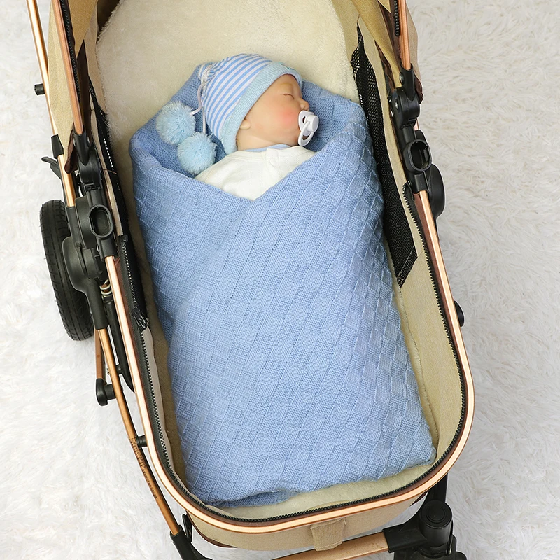 Newborn Baby Blanket Knitted Infant Girl Boy Bedding Plaid Quilt 100*80CM Toddler Kid Stroller Swaddling Super Soft Sleep Covers