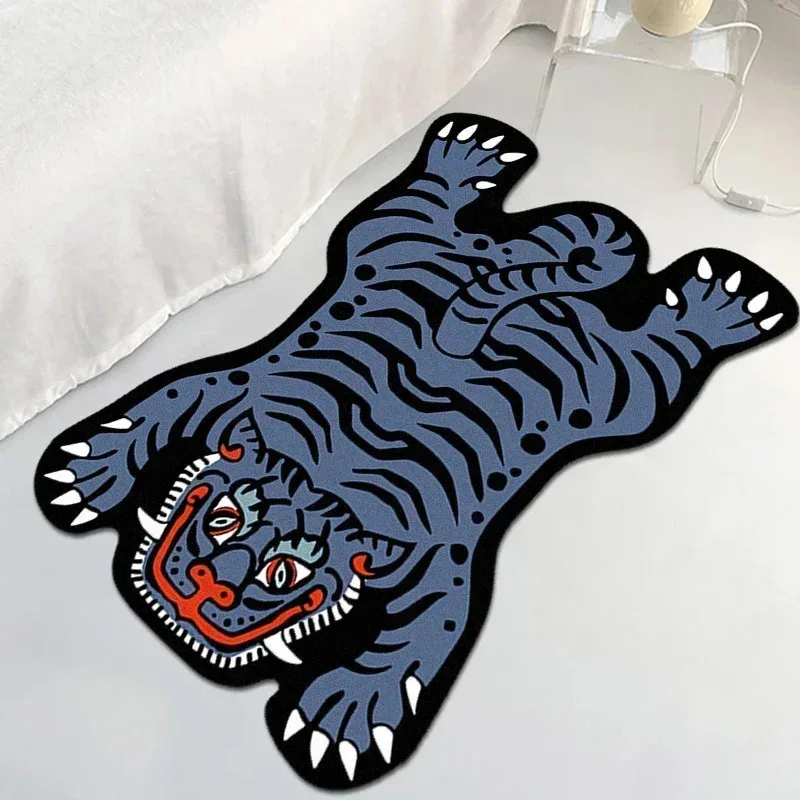 Tiger Shape Rug VIKAMA Playful Tiger-Shaped Rug Anti-Slip and Noise-Reducing Living ...
