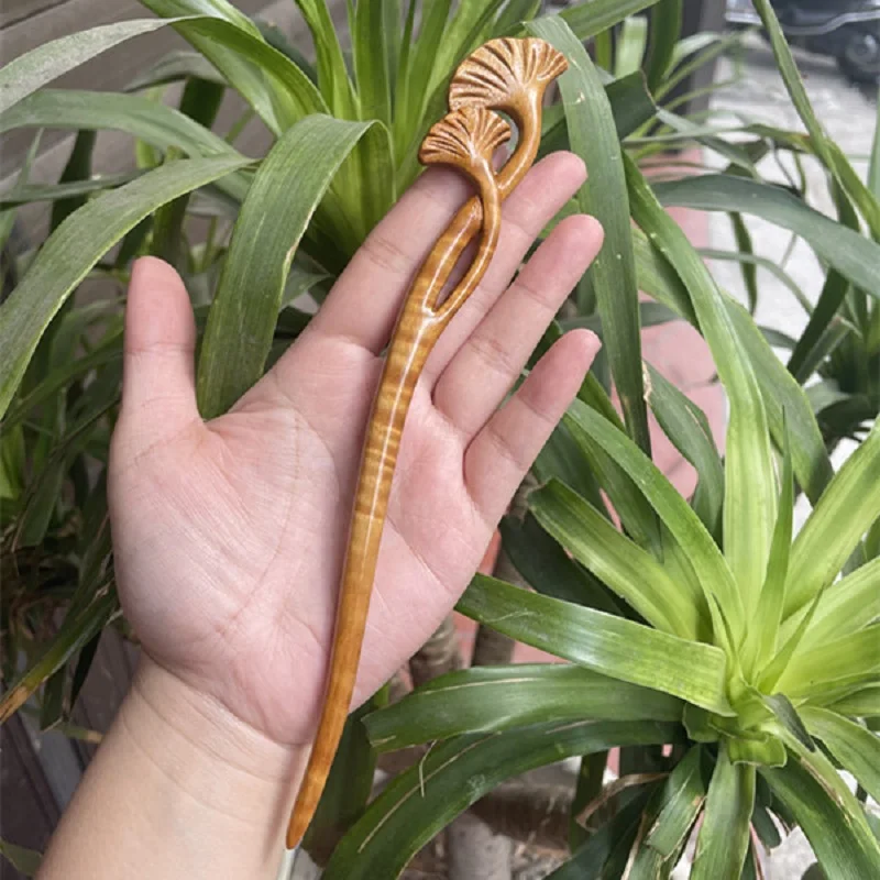 Vintage Hairpin Ripple Wooden Hair Stick for Women Classic Han Costume Hair Clasp Chinese Cheongsam Decor Jewelry