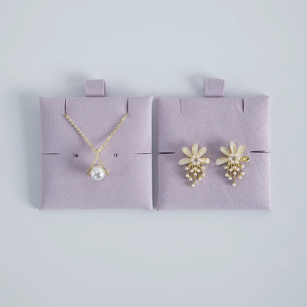 Purple Microfiber Jewellery Display Cards 60*60mm Earrings Necklace Pendant Bracelet Suede Packaging Storage Insert Cards Pads