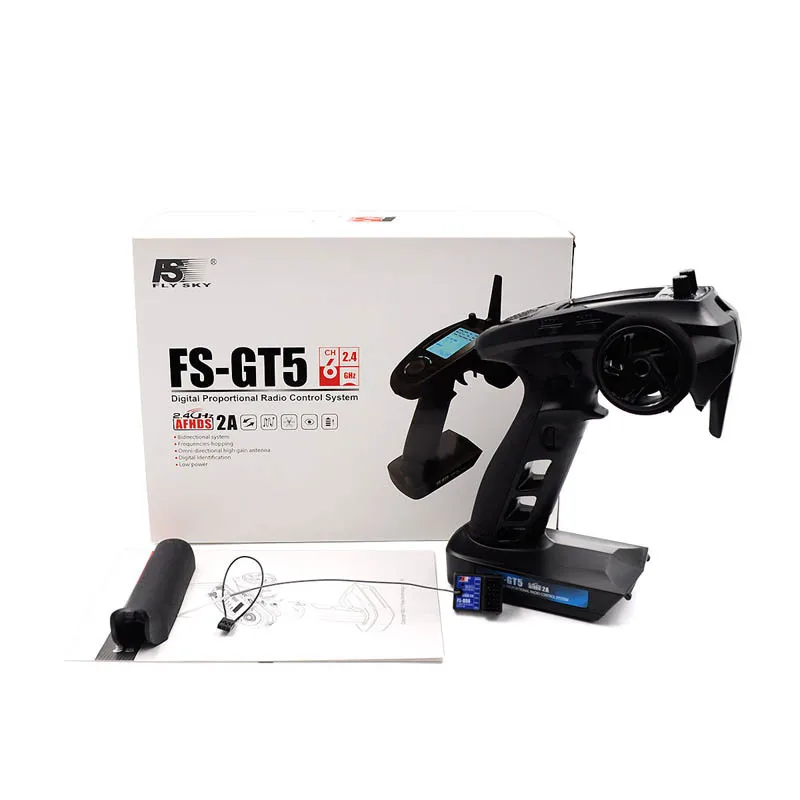 RC Radio Transmitter FlySky FS-GT5 2.4G 6CH RC Radio Transmitter with FS-BS6 6CH Receiver for RC Vehicles
