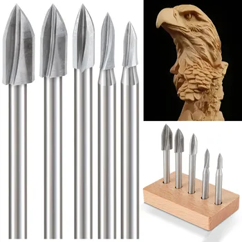 Set di punte da trapano per intaglio del legno per utensile rotante Dremel con gambo da 1/4" per micro scultura di perforazione di intaglio fai-da-te
