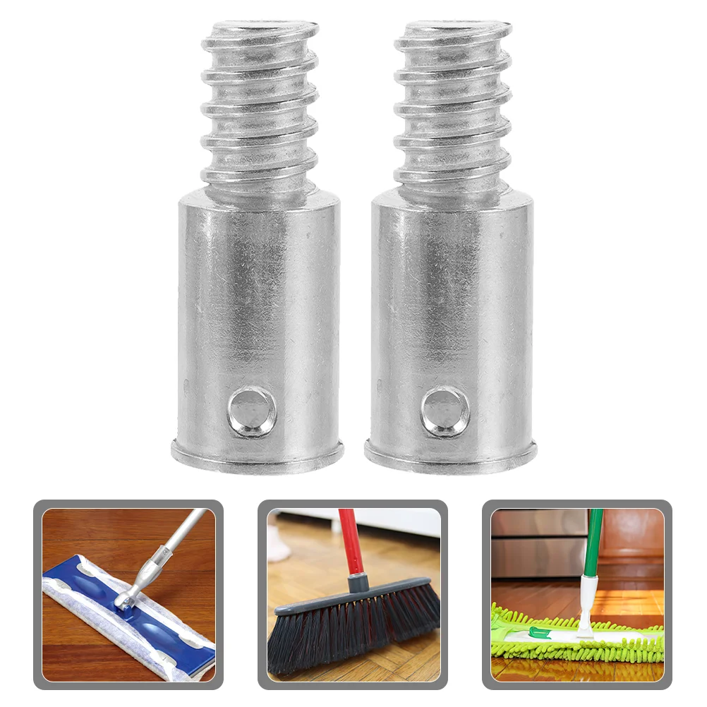 2 Pcs Threaded Tip Repair Kit Push Broom Handle Mop Tips For Metal Poles Heads Telescopic End Extension Rod Replacement 5