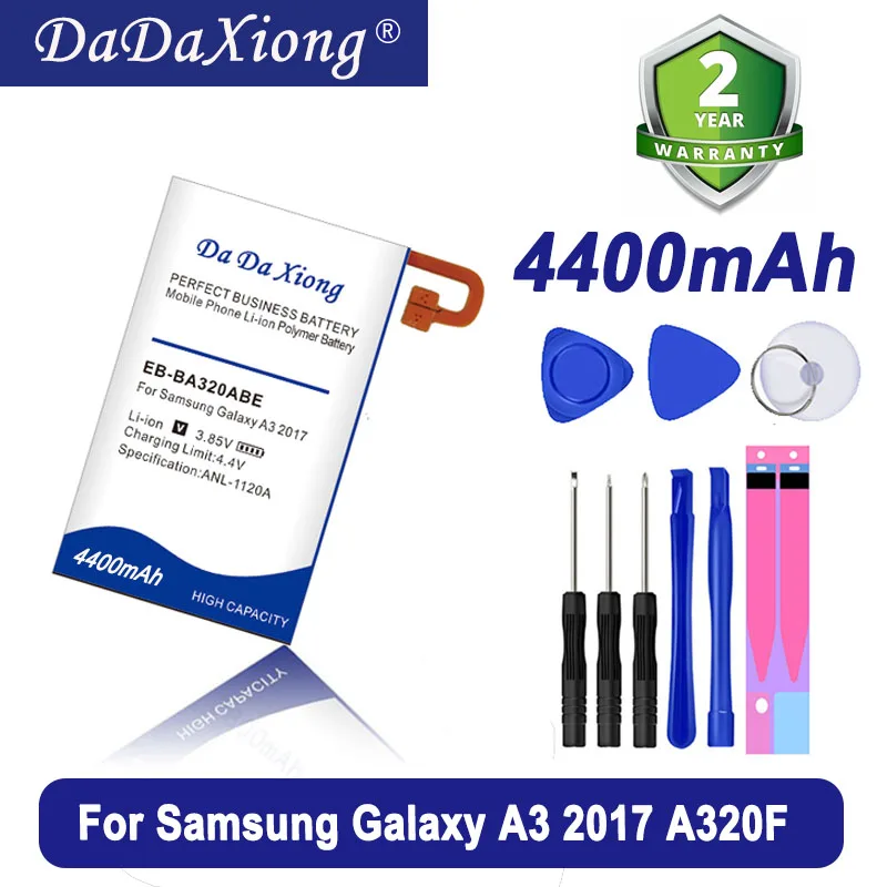 

EB-BA320ABE 4400mAh Battery For Samsung Galaxy A3 (2017) A320 SM-A320F A320Y A320FL A320F/DS A320Y/DS +Tools
