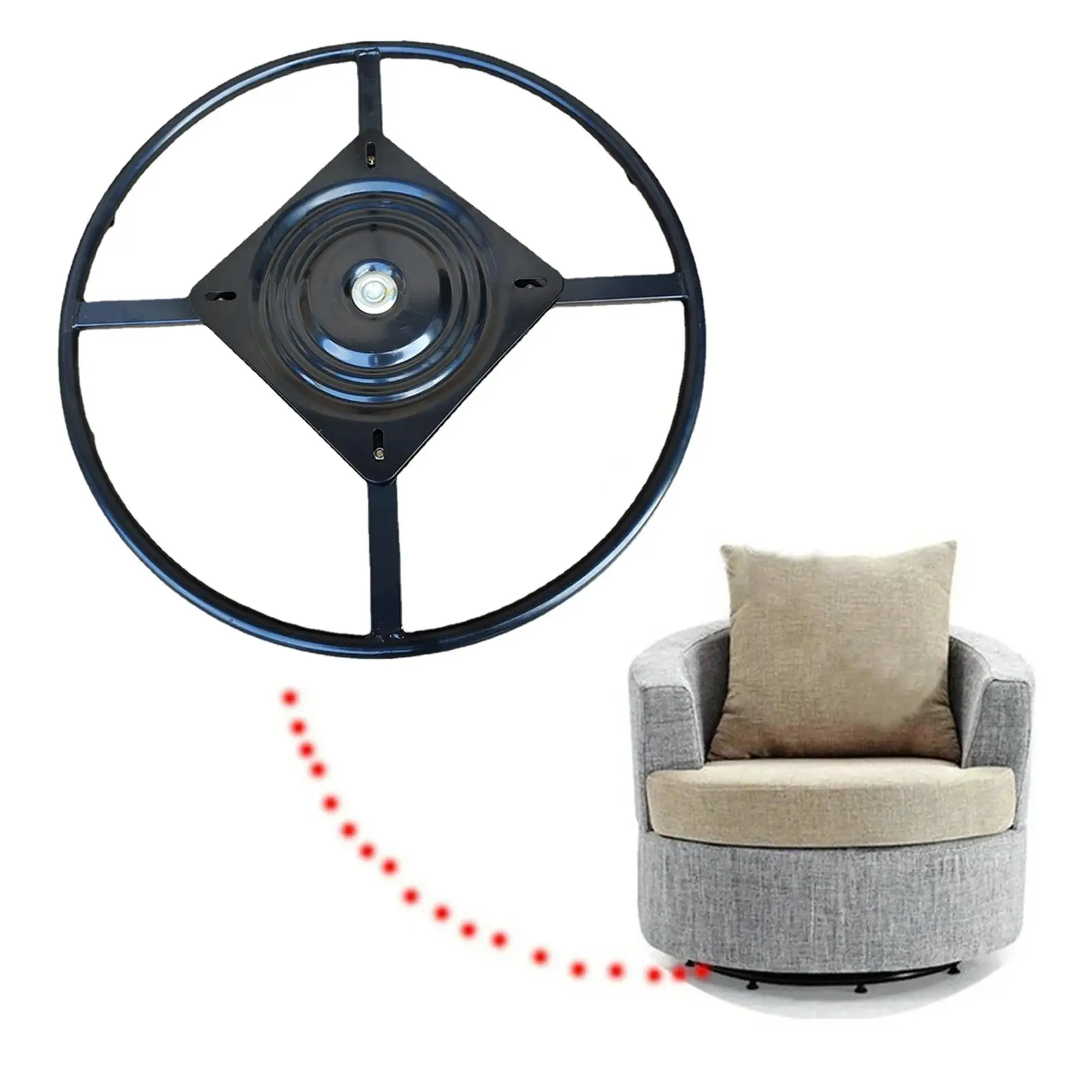 Cadeira Giratória Suporte Base Reclinável 360 Graus Girar Acessório Cor Preta 600 mm