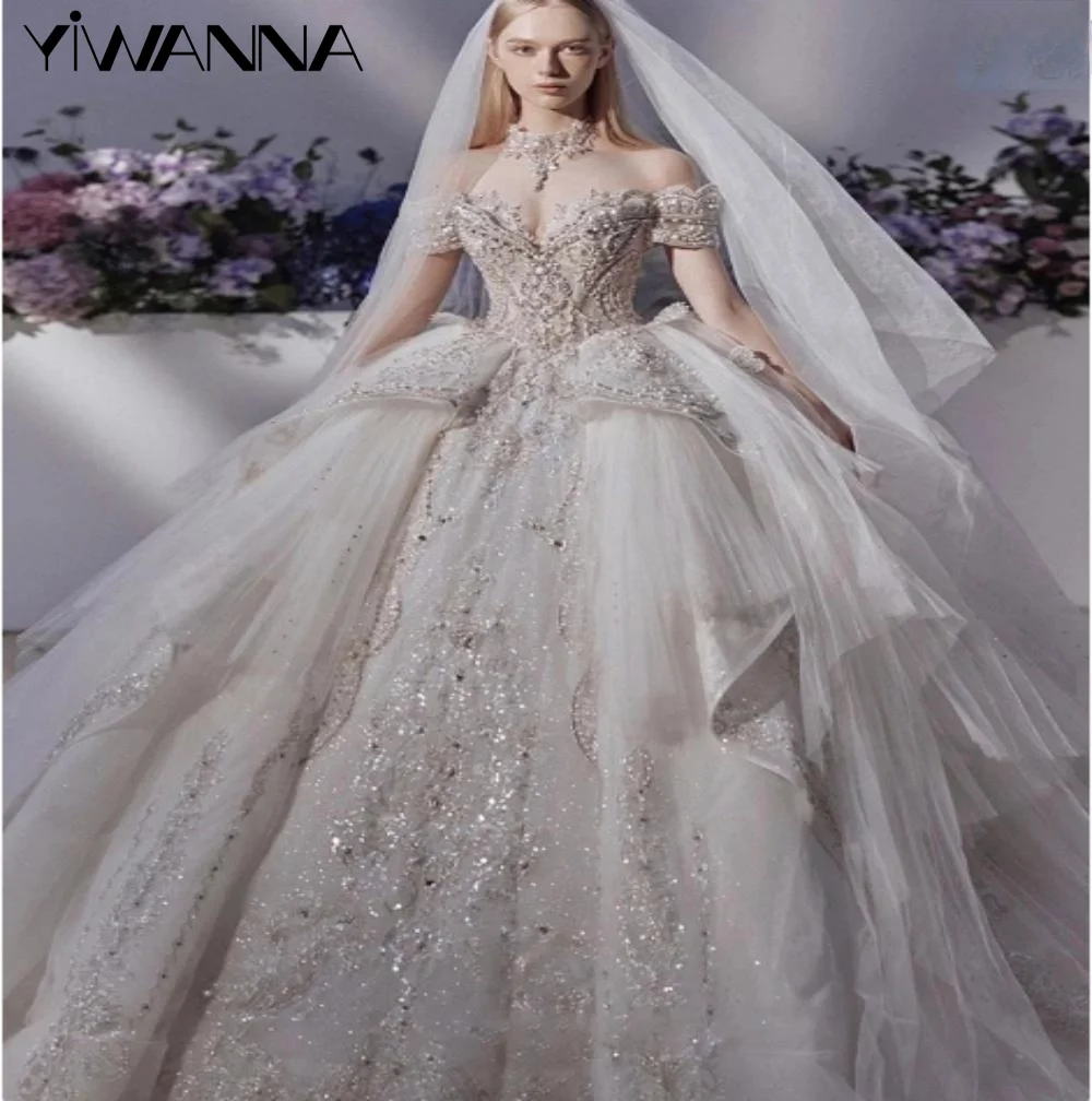 Stunning A-line Shiny Ball Gown,Wedding Dress Y6784