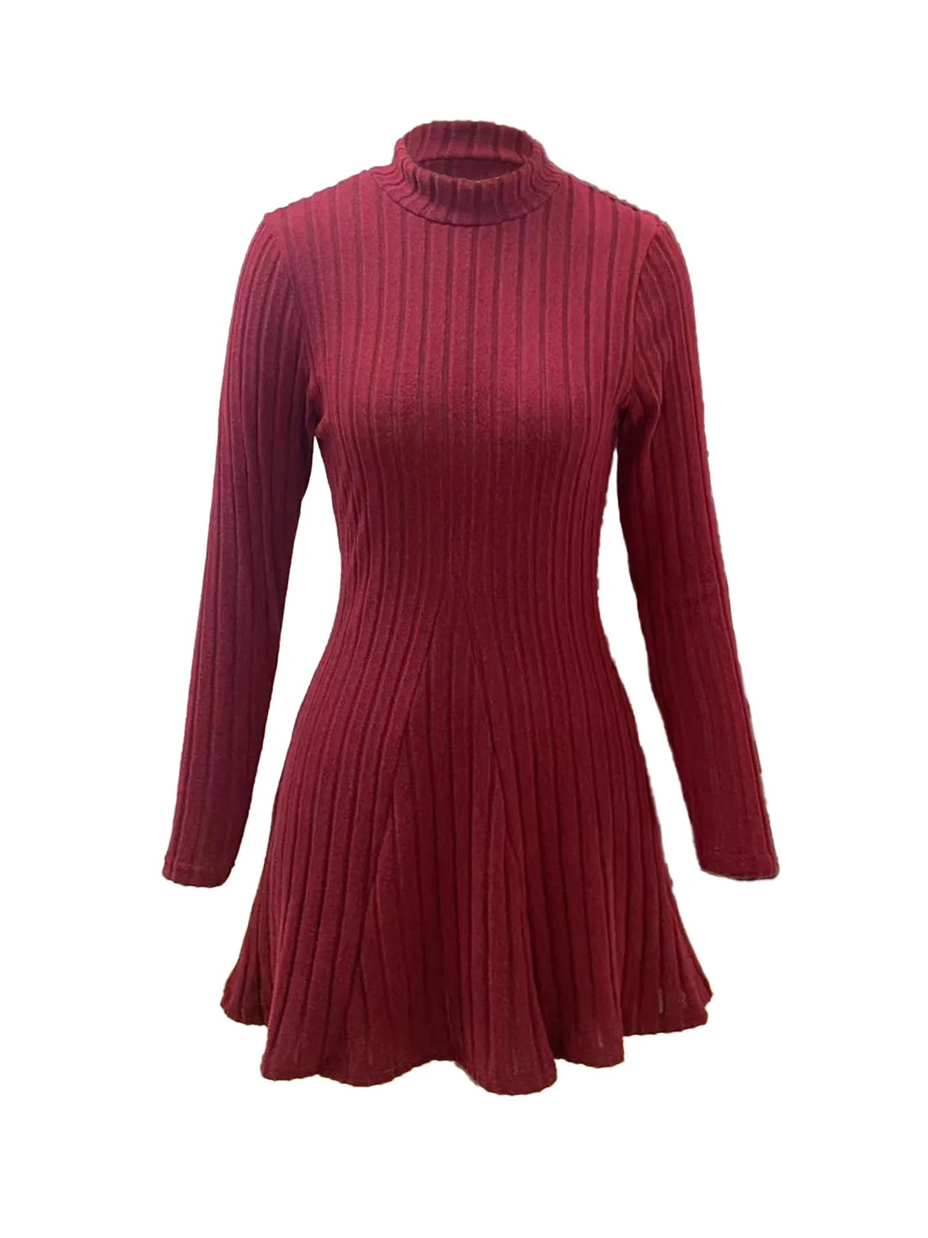 Damen Slim Fit Gestreiftes Kleid Langarm Hochkragen A-Linien-Rock Europäischer Stil Sommer 2026 Mode Grenzüberschreitende Kleidung – Detail 8