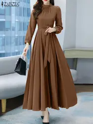 2023 ZANZEA Elegant Women Dress Spring Long Sleeve Maxi Sundress Robe Femme Casual Kaftan A-line Party Long Vestidos Oversize
